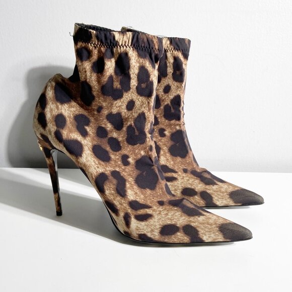 New Dolce & Gabbana X Kim Leopard Printed Ankle Boots size 37 - Picture 3 of 12